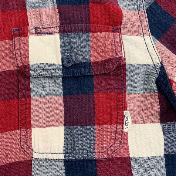 Vans off The Wall Button Up Shirt Mens Large Plaid Cotton Long Sleeve - Picture 6 of 16